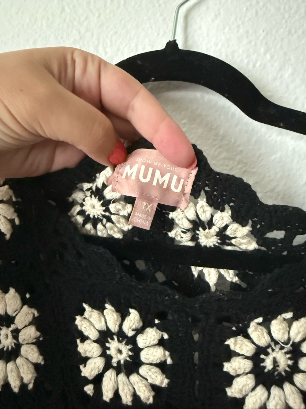 Show Me Your MuMu Black & White Crochet Paula Mini Dress - Size 1X - Picture 3 of 6